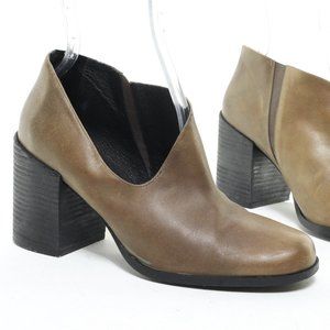 Free People Terrah Ankle Bootie Block Heel Cut Out Women EU 38 US7.5 Brown/Black